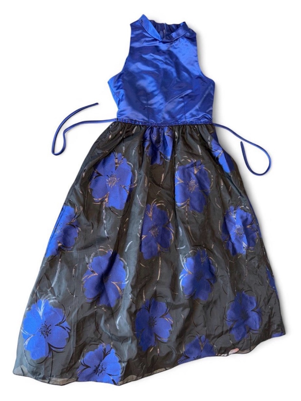 Sweet Heart Rose Royal Blue Satin Dress Label Detail